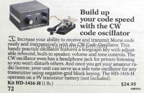 Code Oscillator HD-1416; Heathkit Brand, (ID = 2653525) Amateur-D