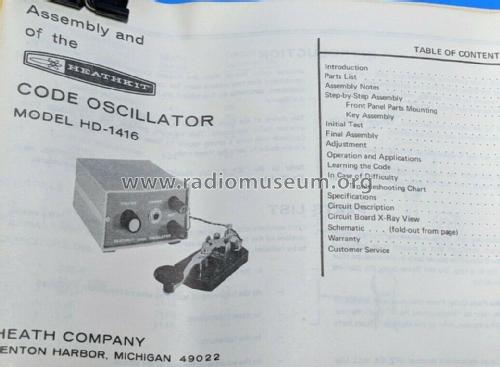 Code Oscillator HD-1416; Heathkit Brand, (ID = 2711676) Amateur-D