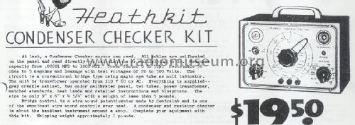 Condenser Checker C-1; Heathkit Brand, (ID = 2727855) Equipment