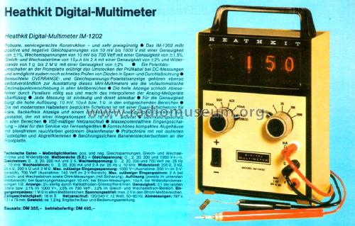 Digital Multimeter IM-1202; Heathkit Brand, (ID = 2708227) Equipment