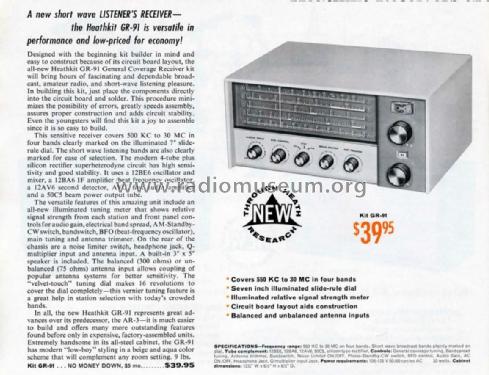 General Coverage Receiver GR-91; Heathkit Brand, (ID = 2655476) Radio