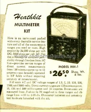 Multimeter MM-1; Heathkit Brand, (ID = 1813625) Equipment
