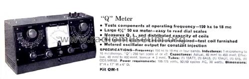 Q-Meter QM1; Heathkit Brand, (ID = 757967) Equipment