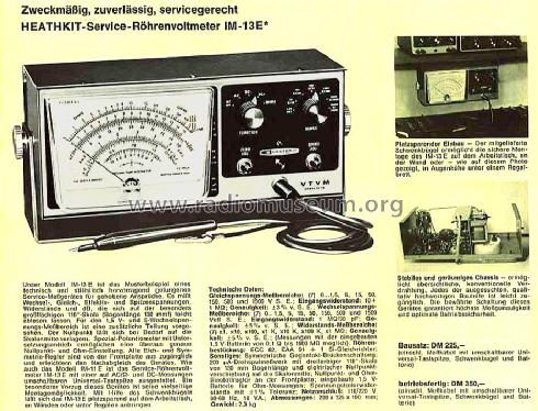 Service Röhrenvoltmeter IM-13E; Heathkit Brand, (ID = 2222720) Equipment