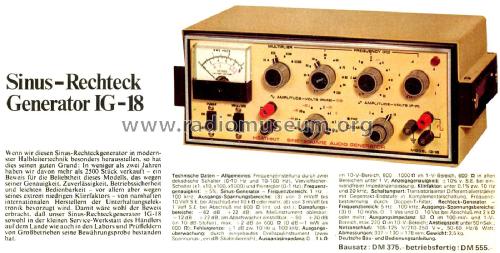 Signal Generator IG-18; Heathkit Brand, (ID = 2708223) Equipment