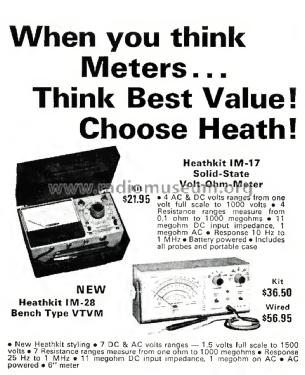 Transistor-Voltmeter IM-17; Heathkit Brand, (ID = 1816944) Equipment