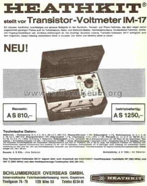 Transistor-Voltmeter IM-17; Heathkit Brand, (ID = 757104) Equipment