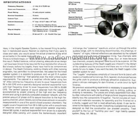 Legato Speaker System Kit HH-1-C; Heathkit Brand, (ID = 1812135) Parleur