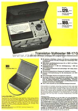 Transistor-Voltmeter IM-17G; Heathkit UK by (ID = 2397965) Ausrüstung