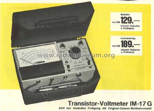 Transistor-Voltmeter IM-17G; Heathkit UK by (ID = 758267) Ausrüstung