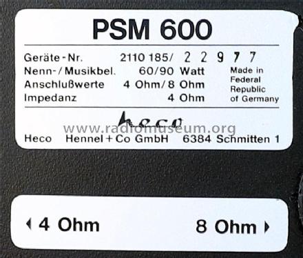 3-Way Speaker System PSM 600; Heco, Hennel & Co. (ID = 2251791) Speaker-P