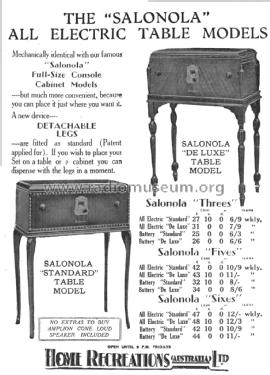 Salonola Six All Electric Standard Radio Heiron & Smith |Radiomuseum.org