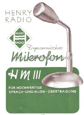 Dynamisches Mikrofon HM-III ; Henry, Kapt. (ID = 651646) Microphone/PU