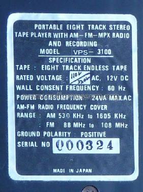 Eight 8 Track Stereo Radiorecorder VPS- 3100; Herton, Frankfurt/ (ID = 2314307) Radio