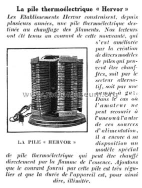 Pile thermo-électrique sur l'essence; Hervor, Herbelot & (ID = 2652401) A-courant