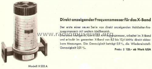 Frequenzmesser für das X-Band X-532-A; Hewlett-Packard, HP; (ID = 837182) Ausrüstung