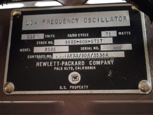 Low Frequency Oscillator / NF-Meßsender 202-C; Hewlett-Packard, HP; (ID = 953150) Equipment