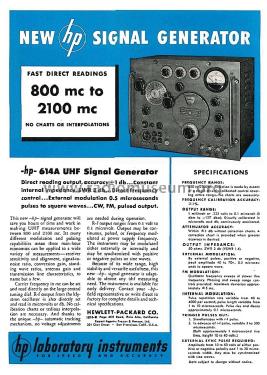 UHF Signal Generator 614A; Hewlett-Packard, HP; (ID = 2174306) Equipment