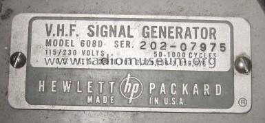 VHF Signal Generator 608D; Hewlett-Packard, HP; (ID = 1803267) Equipment