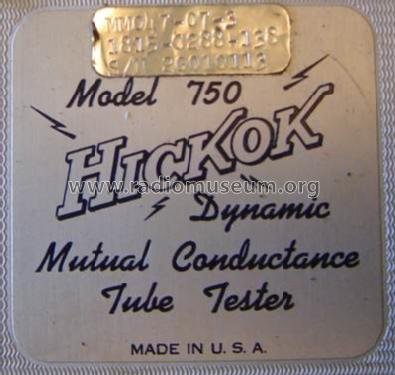 Dynamic Mutual Conductance T. T. 750; Hickok Electrical (ID = 512026) Equipment