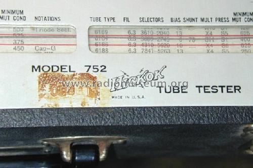 Dynamic Mutual Conductance Tube Tester 752; Hickok Electrical (ID = 1068377) Equipment