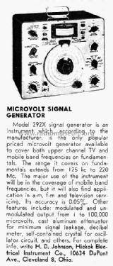 292X Microvolt Signal Generator; Hickok Electrical (ID = 2175045) Ausrüstung