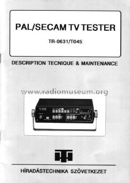Pal/Secam TV Tester T 045/TR-0631; Hiradástechnika (ID = 819457) Ausrüstung