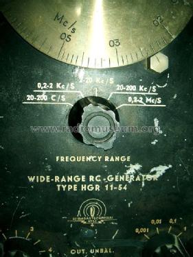 Szélessávú RC generátor - Wide Band RC Generator HGR 11-54; Hiradástechnika (ID = 2453174) Equipment