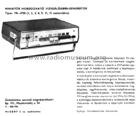 Test Generator TR-0750 / T029; Hiradástechnika (ID = 589238) Equipment