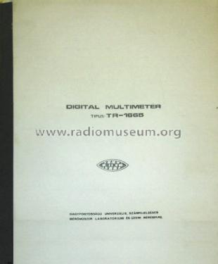 Digital Multimeter TR-1655; Hiradástechnikai (ID = 1698473) Equipment