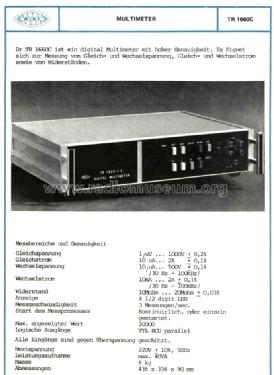 Digital Multimeter TR-1660C; Hiradástechnikai (ID = 797846) Ausrüstung