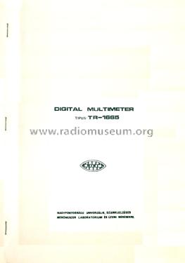 Multimeter M 210/ TR-1665; Hiradástechnikai (ID = 2068790) Equipment
