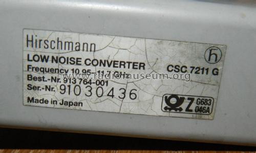 LNB - Low Noise Converter CSC 7211 G - Best. Nr. 913 764-001; Hirschmann GmbH & Co (ID = 1838953) DIG/SAT
