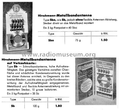 Metallband-Antenne Sb, Sbo; Hirschmann GmbH & Co (ID = 2520722) Antena