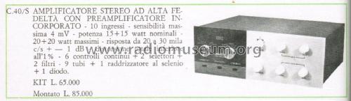 Amplificatore Stereo C.40/S; Hirtel Costruzioni (ID = 2521617) Ampl/Mixer
