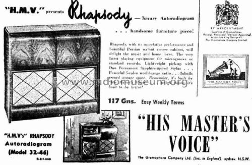 Rhapsody 32-46 Ch= 32; His Master's Voice (ID = 1887322) Radio