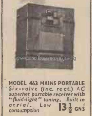 All-Electric Superhet Portable Fluid-Light Six 463; His Master's Voice (ID = 2701625) Radio