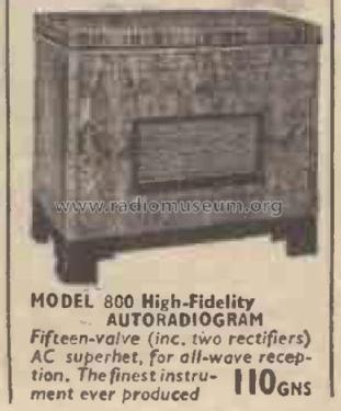 Autoradiogram 800; HMV Brand, His (ID = 2701662) Radio