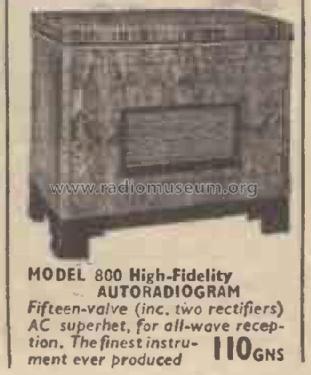 Autoradiogram 800; His Master's Voice (ID = 2701662) Radio