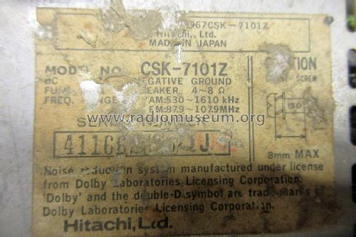 AM/FM Car Stereo Receiver Cassette Player CSK-7101Z; Hitachi Ltd.; Tokyo (ID = 2849511) Car Radio