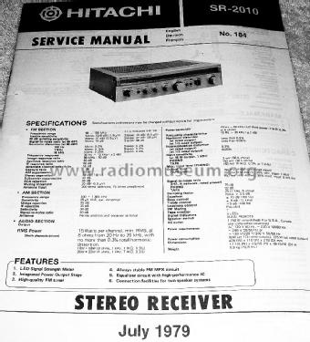 AM-FM Stereo Receiver SR-2010; Hitachi Ltd.; Tokyo (ID = 1470089) Radio