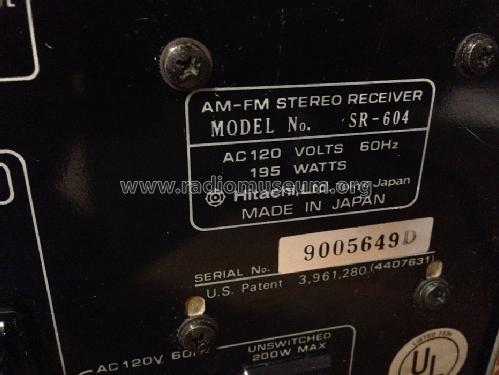 AM-FM Stereo Receiver SR-604; Hitachi Ltd.; Tokyo (ID = 1545414) Radio