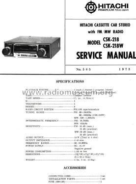 Autoradio CSK-218; Hitachi Ltd.; Tokyo (ID = 2694678) Car Radio