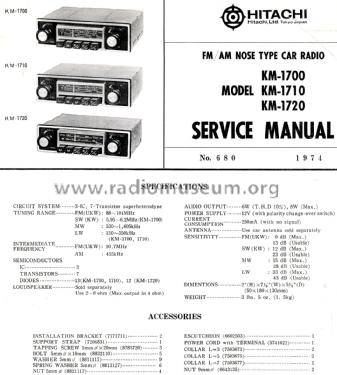 Autoradio KM-1710; Hitachi Ltd.; Tokyo (ID = 2694350) Car Radio