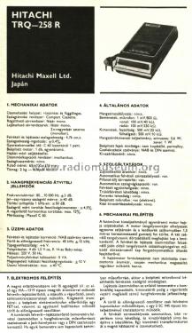 Cassette Tape Recorder Levelmatic TRQ-258R; Hitachi Ltd.; Tokyo (ID = 2115830) Reg-Riprod