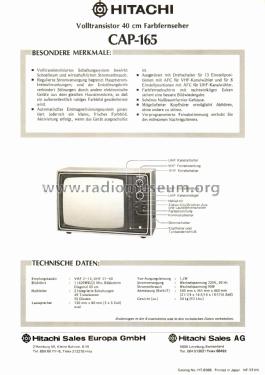 Color Television CAP-165; Hitachi Ltd.; Tokyo (ID = 2819333) Television
