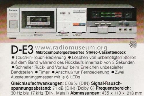 Stereo Cassette Tape Deck D-E3; Hitachi Ltd.; Tokyo (ID = 550572) Sonido-V