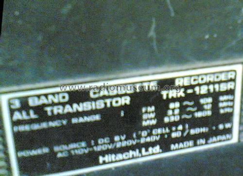 FM/SW/MW 3 Band Cassette Recorder TRK-1211SR; Hitachi Ltd.; Tokyo (ID = 1493787) Radio