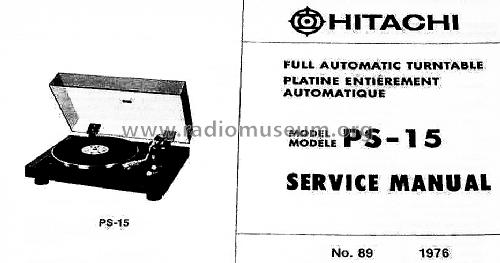Full Automatic Turntable PS-15; Hitachi Ltd.; Tokyo (ID = 1713429) R-Player