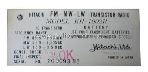 Hiphonic Super Sensitivity KH-1002R; Hitachi Ltd.; Tokyo (ID = 2293119) Radio